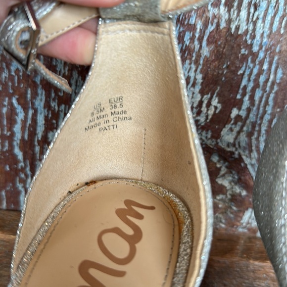 Sam Edelman Patti Ankle Strap Silver Glitter Heels Size 8.5 - Picture 5 of 9